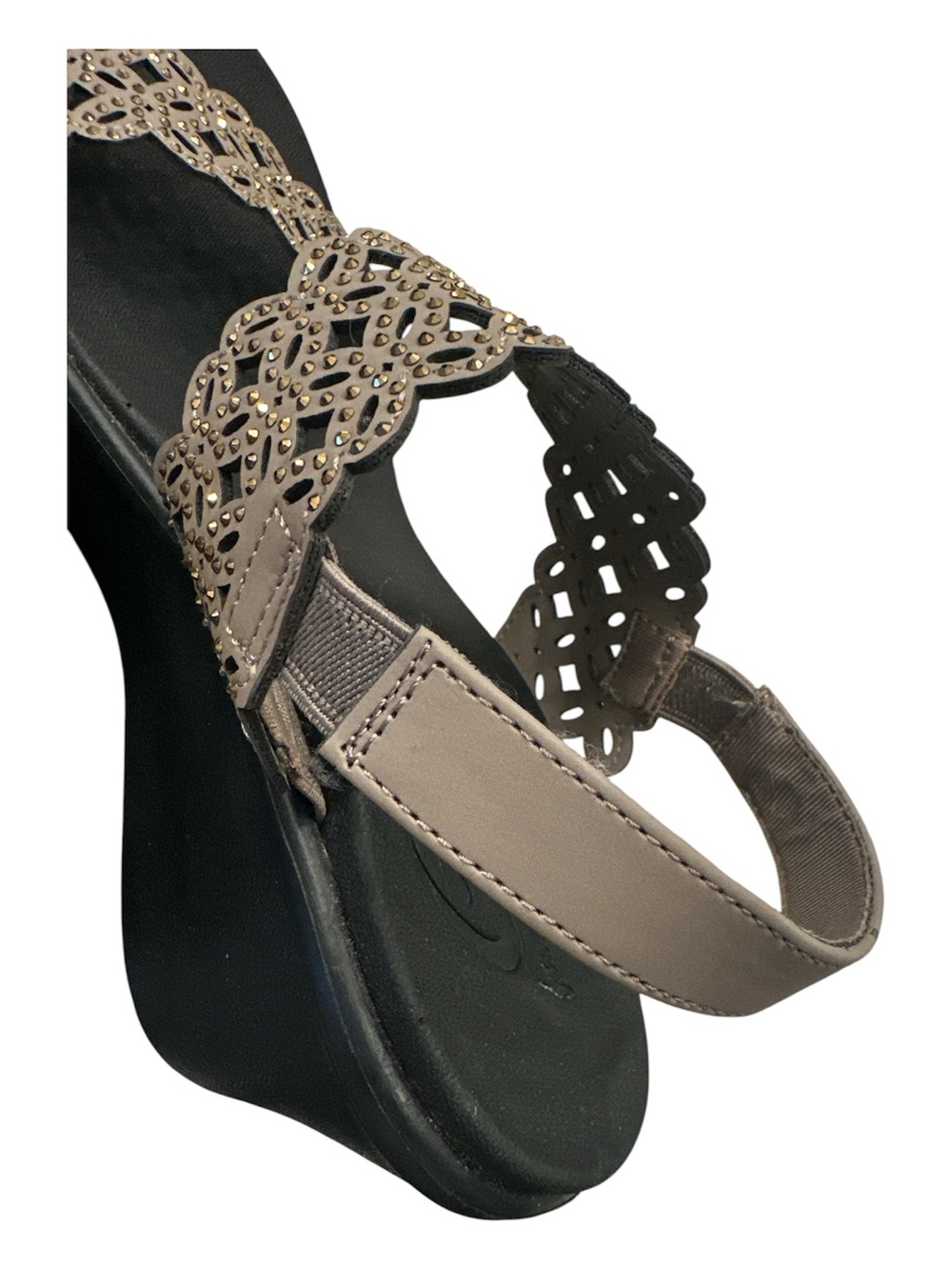 Skechers Cali Luxe Foam Beverly Wedge Sandals Taupe Size 7 NWOB - Picture 3 of 7